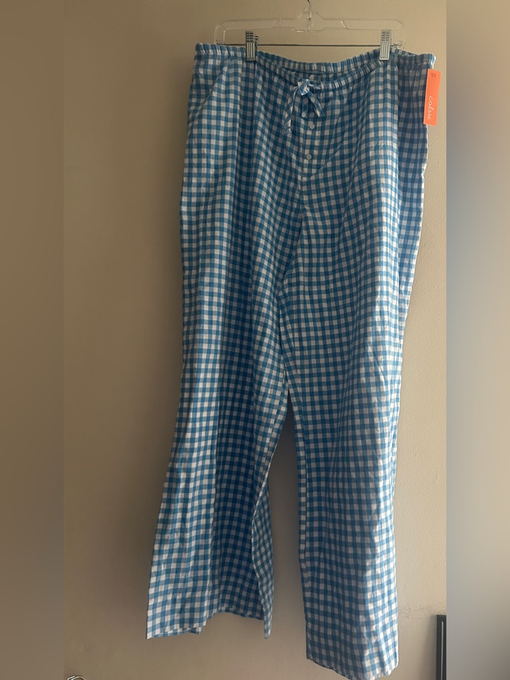Colsie White and Blue Gingham Flannel Pajama Size L